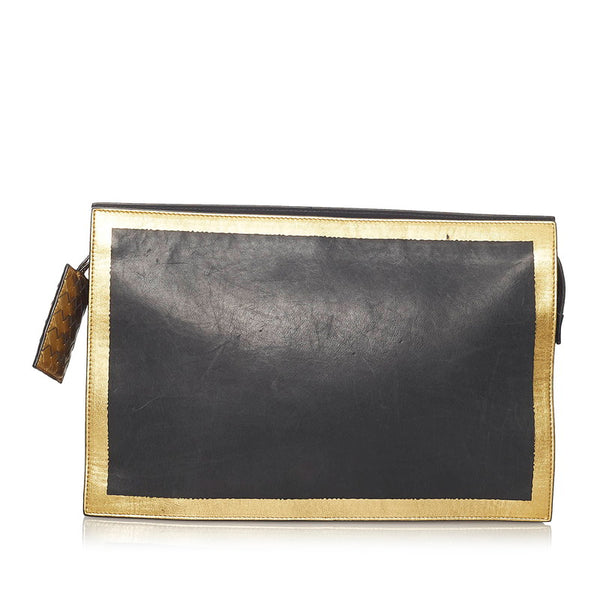 ボッテガヴェネタ クラッチバッグ ブラック レザー ユニセックス BOTTEGAVENETA 【中古】