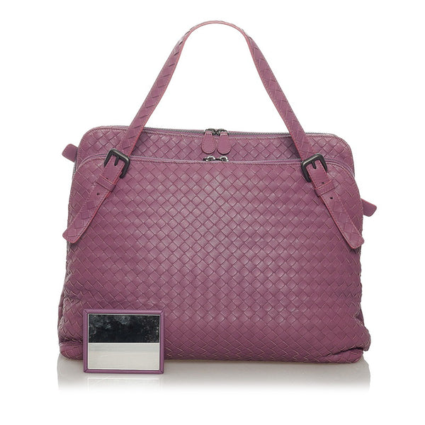 ボッテガヴェネタ イントレチャート ハンドバッグ パープル レザー レディース BOTTEGAVENETA 【中古】