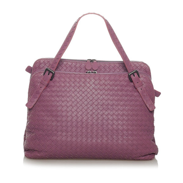 ボッテガヴェネタ イントレチャート ハンドバッグ パープル レザー レディース BOTTEGAVENETA 【中古】