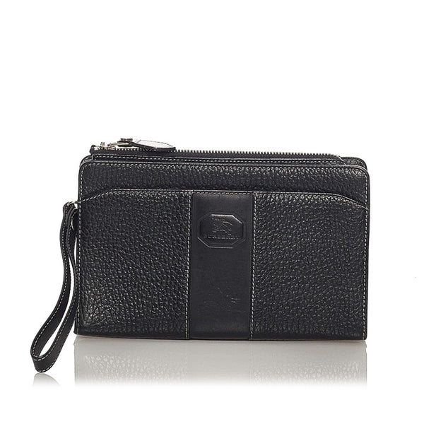 バーバリー ブラック レザー セカンドバッグ メンズ BURBERRY 【中古】