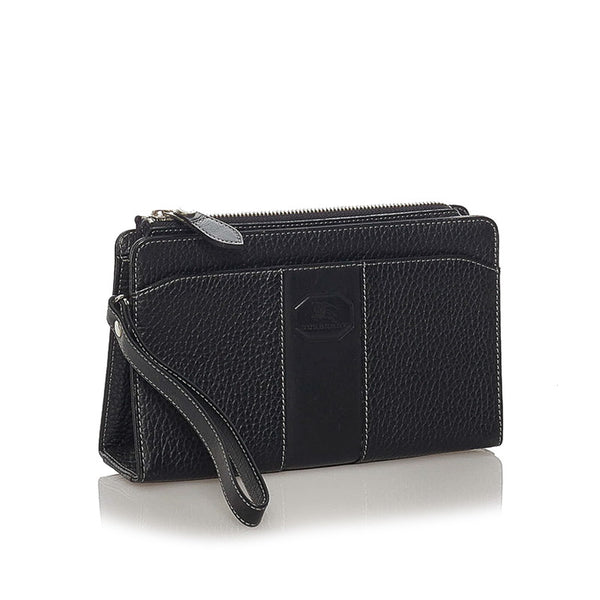 バーバリー ブラック レザー セカンドバッグ メンズ BURBERRY 【中古】
