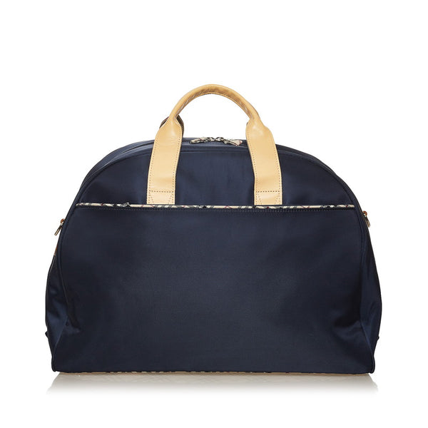 バーバリー ネイビー ナイロン レザー ボストンバッグ レディース BURBERRY 【中古】