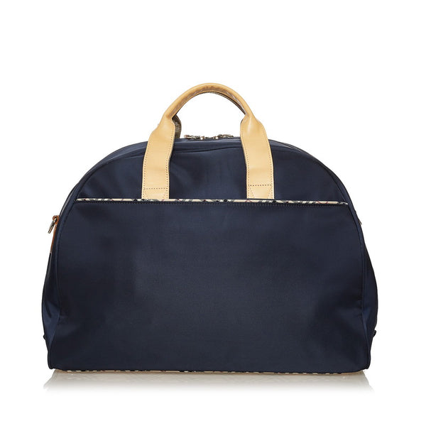 バーバリー ネイビー ナイロン レザー ボストンバッグ レディース BURBERRY 【中古】