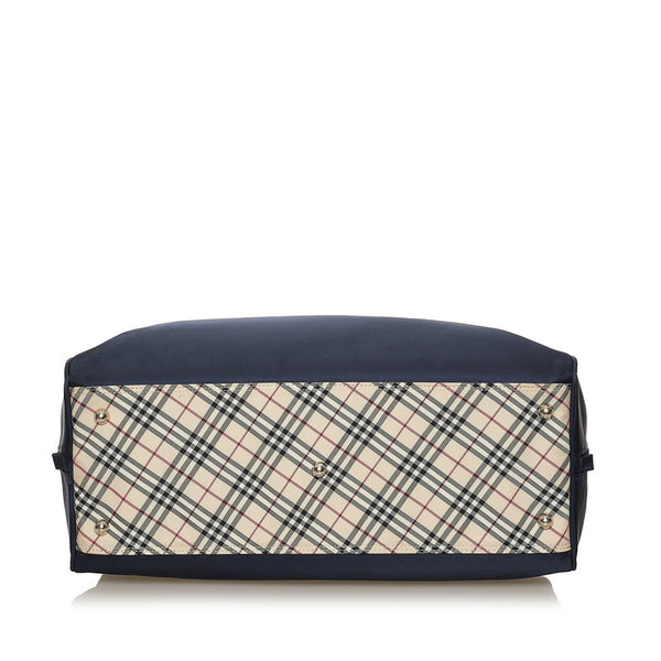 バーバリー ネイビー ナイロン レザー ボストンバッグ レディース BURBERRY 【中古】