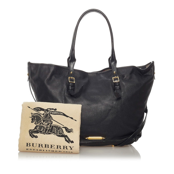 バーバリー トートバッグ ブラック レザー レディース BURBERRY 【中古】