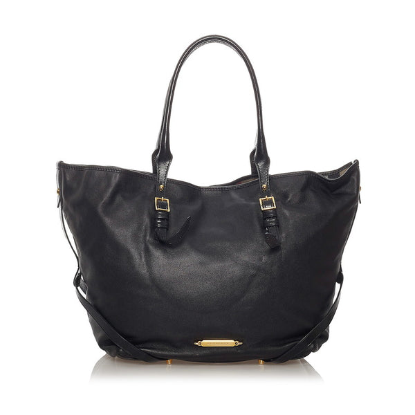 バーバリー トートバッグ ブラック レザー レディース BURBERRY 【中古】