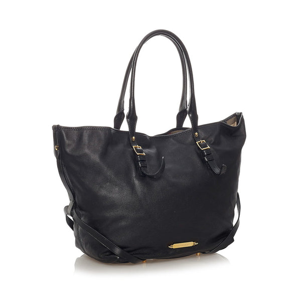バーバリー トートバッグ ブラック レザー レディース BURBERRY 【中古】