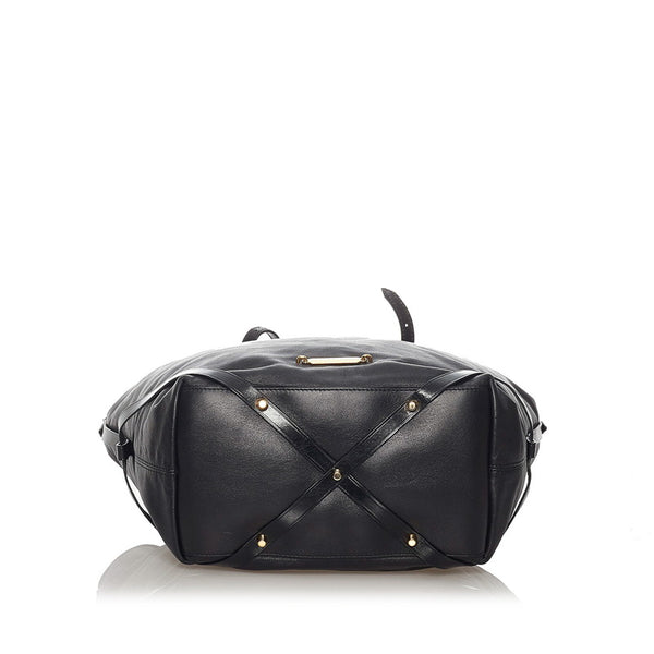 バーバリー トートバッグ ブラック レザー レディース BURBERRY 【中古】