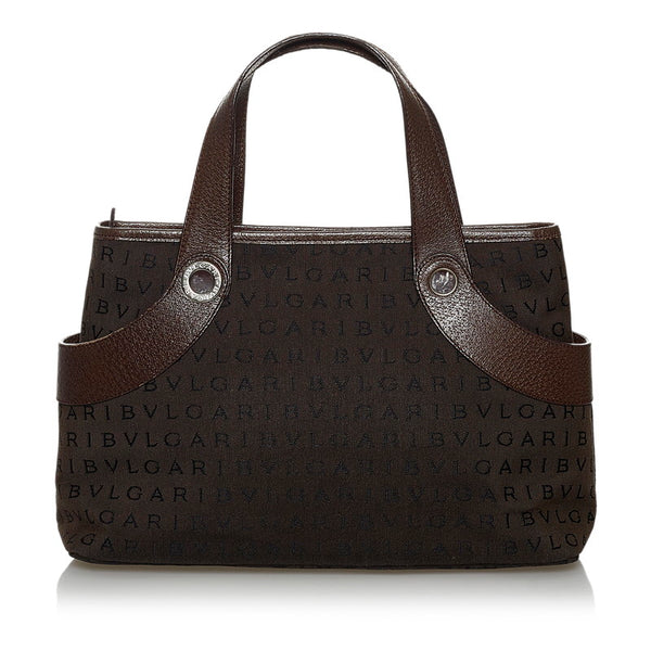 ブルガリ ロゴマニア ブラウン キャンバス ハンドバッグ レディース BVLGARI 【中古】