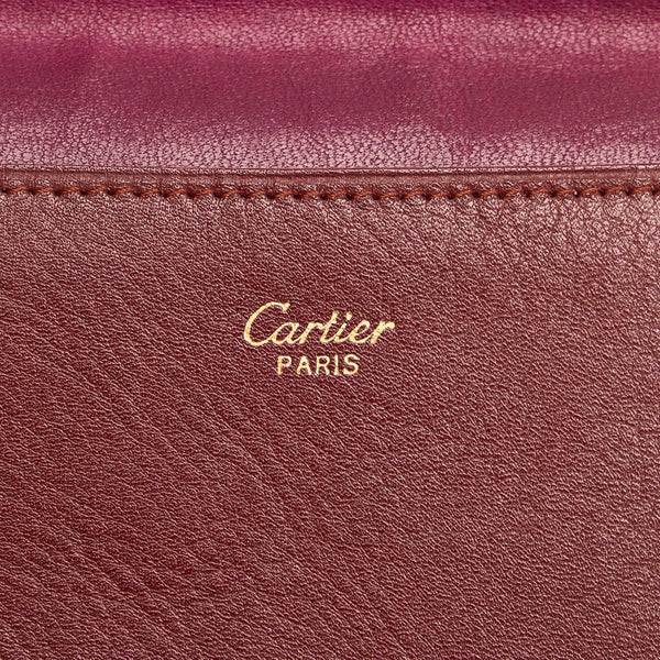 カルティエ ワインレッド レザー クラッチバッグ レディース CARTIER 【中古】