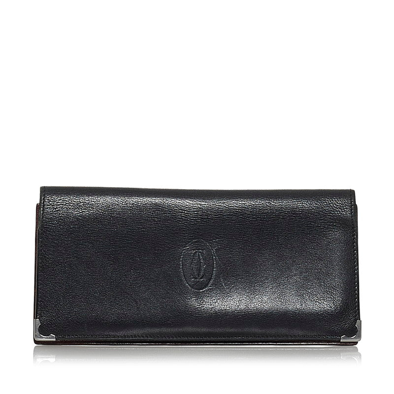 カルティエ 札入れ ブラック ボルドー レザー メンズ CARTIER 【中古】
