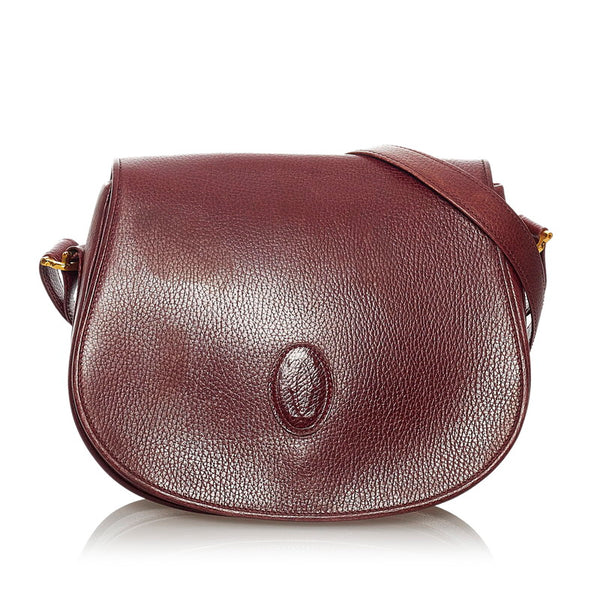 カルティエ マスト ショルダーバッグ ワインレッド レザー レディース CARTIER 【中古】