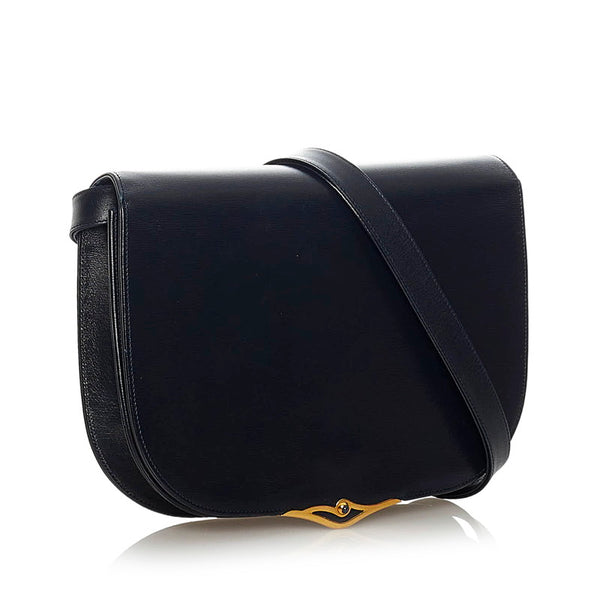 カルティエ サファイアライン ブラック レザー 斜めがけ ショルダー レディース CARTIER 【中古】