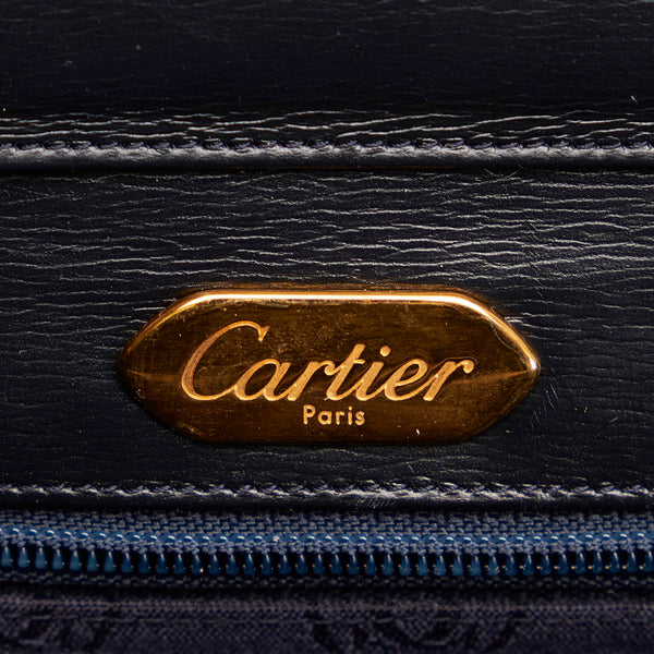 カルティエ サファイアライン ブラック レザー 斜めがけ ショルダー レディース CARTIER 【中古】
