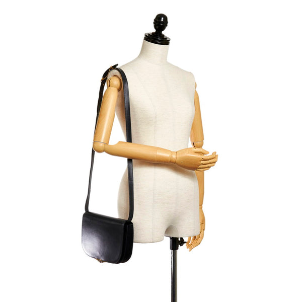 カルティエ サファイアライン ブラック レザー 斜めがけ ショルダー レディース CARTIER 【中古】