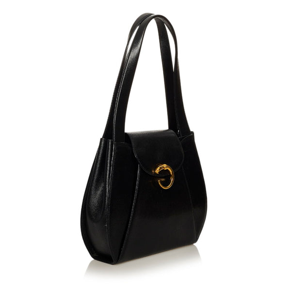 カルティエ パンテール ショルダーバッグ ブラック レザー レディース CARTIER 【中古】