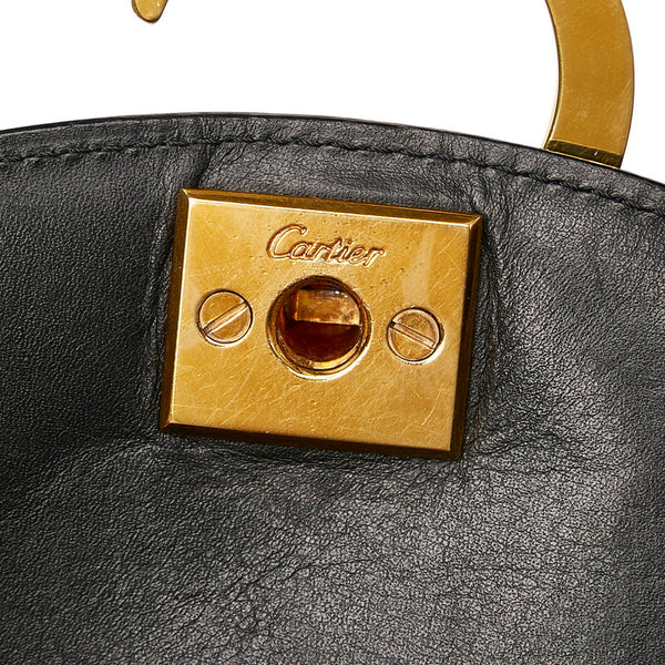 カルティエ パンテール ショルダーバッグ ブラック レザー レディース CARTIER 【中古】