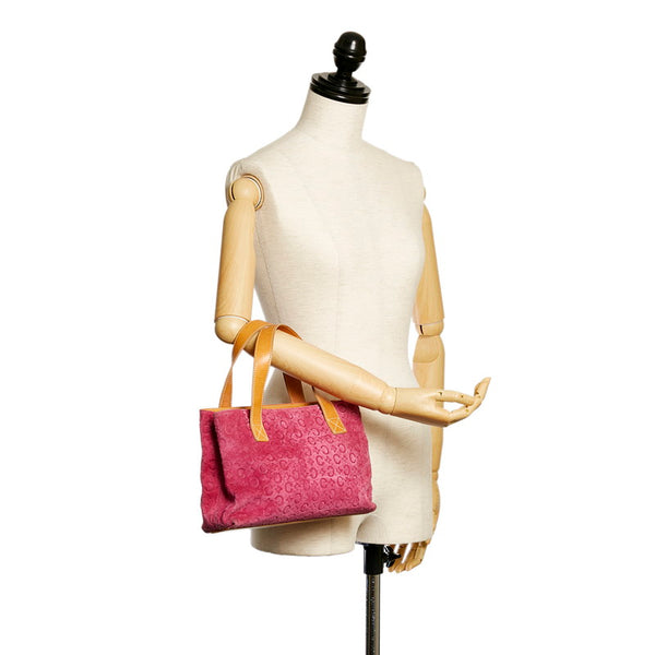 セリーヌ ピンク スウェード レザー ハンドバッグ レディース CELINE 【中古】