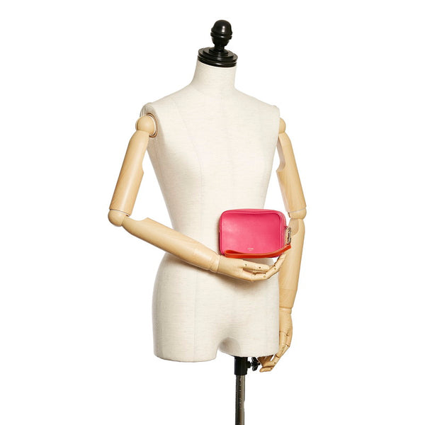 セリーヌ ポーチ ピンク オレンジ レザー レディース CELINE 【中古】