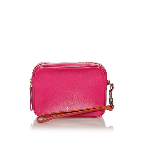 セリーヌ ポーチ ピンク オレンジ レザー レディース CELINE 【中古】