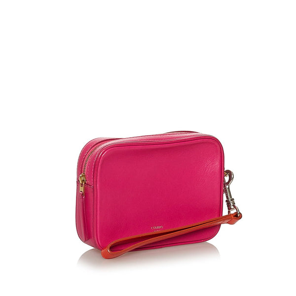 セリーヌ ポーチ ピンク オレンジ レザー レディース CELINE 【中古】