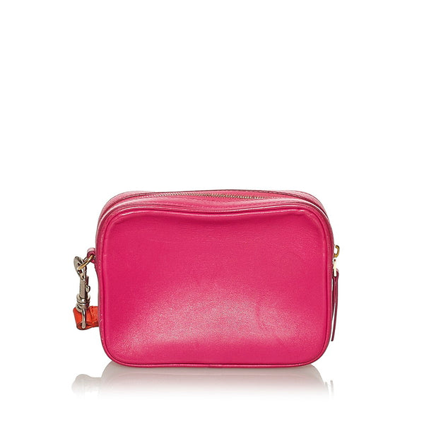セリーヌ ポーチ ピンク オレンジ レザー レディース CELINE 【中古】