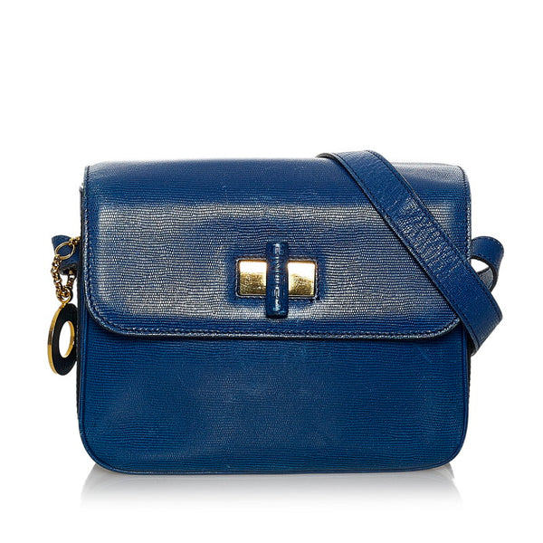 セリーヌ 斜め掛け ショルダーバッグ ブルー レザー レディース CELINE 【中古】