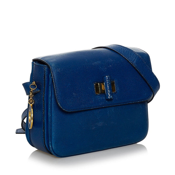 セリーヌ 斜め掛け ショルダーバッグ ブルー レザー レディース CELINE 【中古】