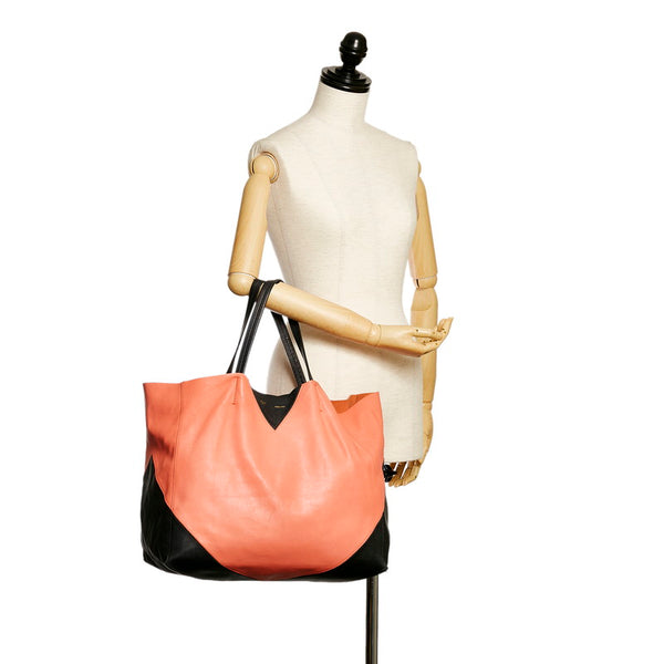 セリーヌ トートバッグ ブラック オレンジ レザー レディース CELINE 【中古】