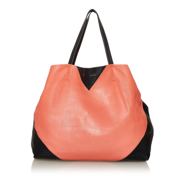 セリーヌ トートバッグ ブラック オレンジ レザー レディース CELINE 【中古】