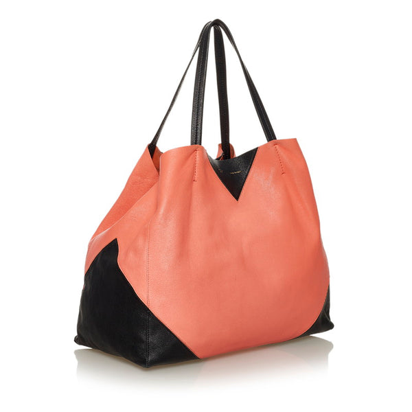 セリーヌ トートバッグ ブラック オレンジ レザー レディース CELINE 【中古】