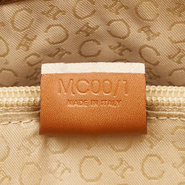 セリーヌ Cマカダム ベージュ ブラウン キャンバス レザー トートバッグ レディース CELINE 【中古】