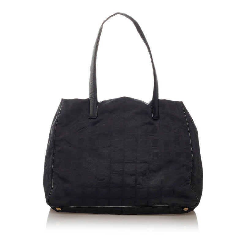 シャネル ニュートラベルライン ブラック ナイロン レザー トートバッグ レディース CHANEL 【中古】
