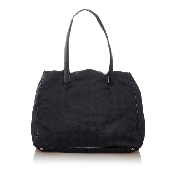 シャネル ニュートラベルライン ブラック ナイロン レザー トートバッグ レディース CHANEL 【中古】