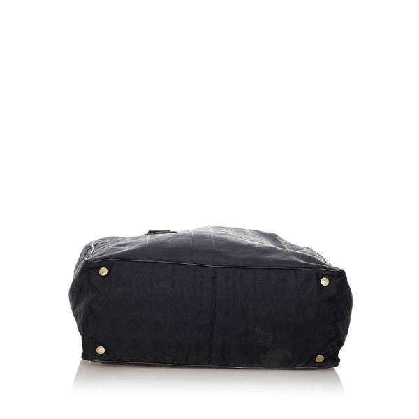 シャネル ニュートラベルライン ブラック ナイロン レザー トートバッグ レディース CHANEL 【中古】