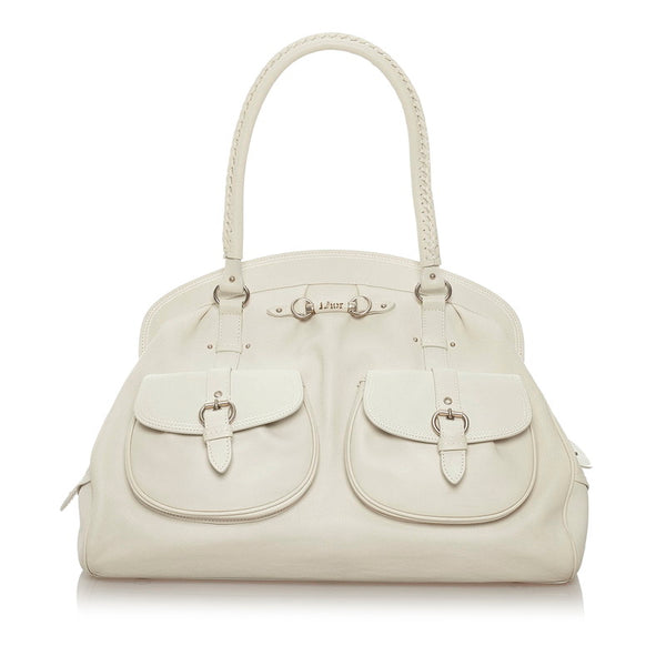 ディオール ホワイト レザー トートバッグ レディース Dior 【中古】