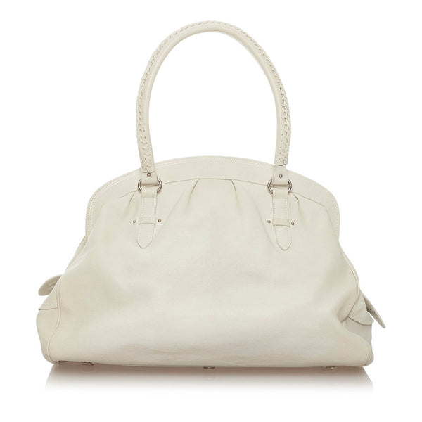 ディオール ホワイト レザー トートバッグ レディース Dior 【中古】