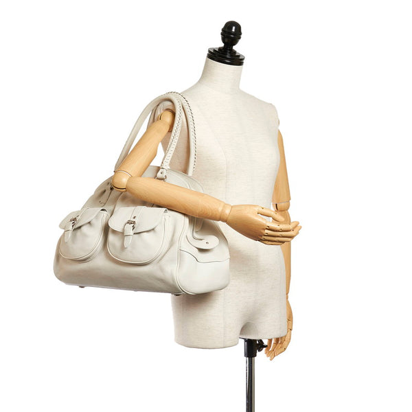 ディオール ホワイト レザー トートバッグ レディース Dior 【中古】