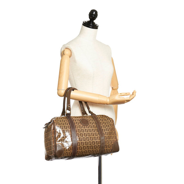 フェンディ ベージュ ブラウン PVC レザー ハンドバッグ ミニボストン レディース FENDI 【中古】