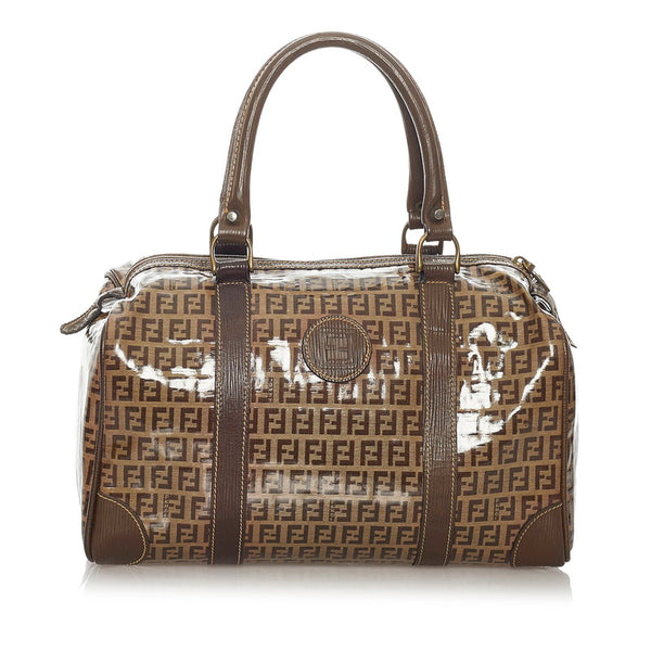 フェンディ ベージュ ブラウン PVC レザー ハンドバッグ ミニボストン レディース FENDI 【中古】