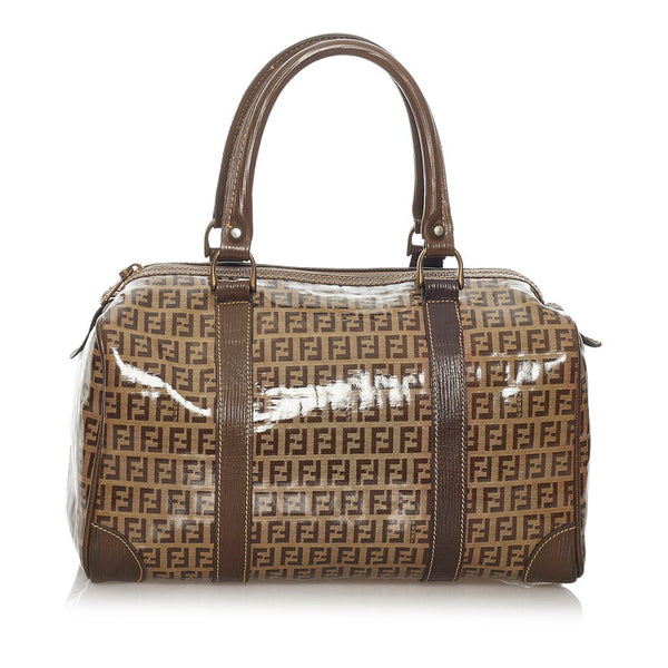 フェンディ ベージュ ブラウン PVC レザー ハンドバッグ ミニボストン レディース FENDI 【中古】