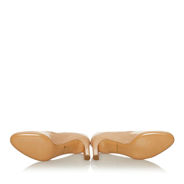 サルヴァトーレフェラガモ ベージュ エナメル パンプス レディース Salvatore Ferragamo 【中古】