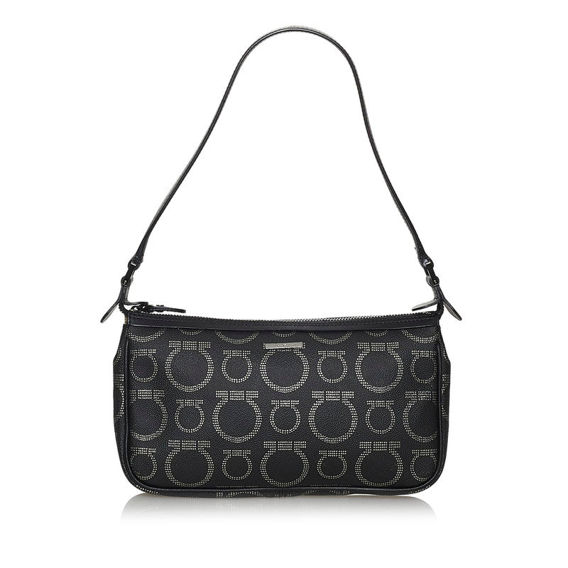 サルヴァトーレフェラガモ ガンチーニ AU-21/7474 ブラック レザー ポーチ レディース Salvatore Ferragamo 【中古】