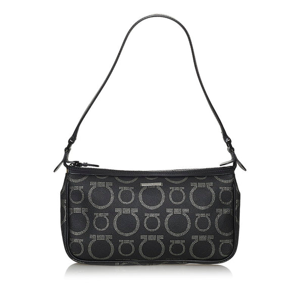 サルヴァトーレフェラガモ ガンチーニ AU-21/7474 ブラック レザー ポーチ レディース Salvatore Ferragamo 【中古】