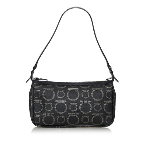 サルヴァトーレフェラガモ ガンチーニ AU-21/7474 ブラック レザー ポーチ レディース Salvatore Ferragamo 【中古】