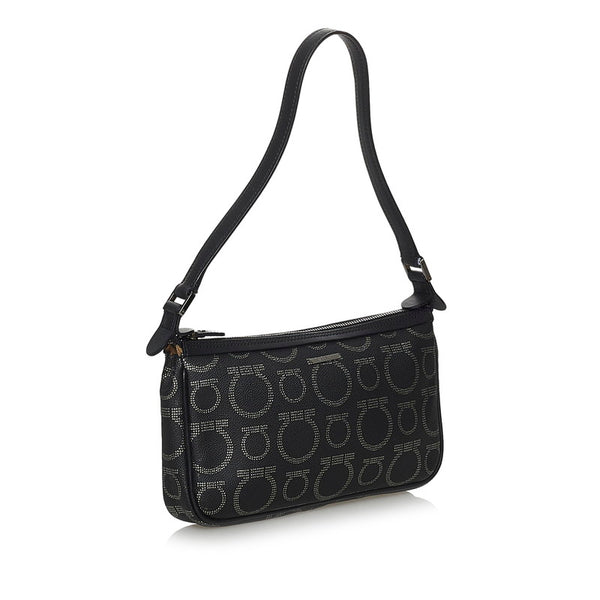 サルヴァトーレフェラガモ ガンチーニ AU-21/7474 ブラック レザー ポーチ レディース Salvatore Ferragamo 【中古】