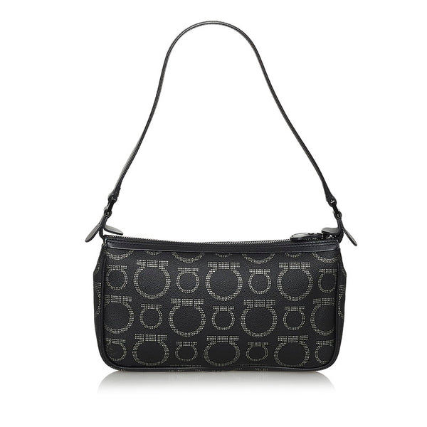 サルヴァトーレフェラガモ ガンチーニ AU-21/7474 ブラック レザー ポーチ レディース Salvatore Ferragamo 【中古】