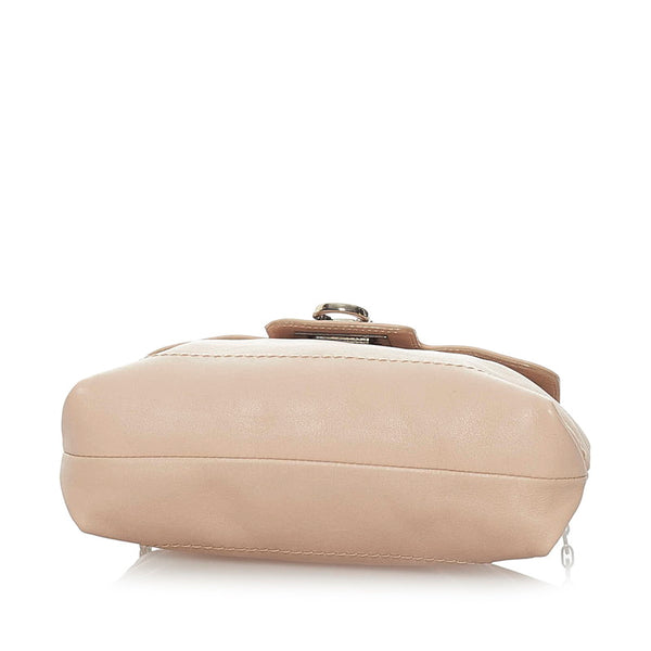 サルヴァトーレフェラガモ ガンチーニ AB-21 D659 ピンクベージュ レザー 斜め掛け チェーン ショルダーバッグ レディース Salvatore Ferragamo 【中古】