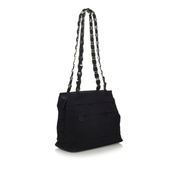 サルヴァトーレフェラガモ チェーン ショルダーバッグ AU-21 6690 ブラック キャンバス レザー レディース Salvatore Ferragamo 【中古】