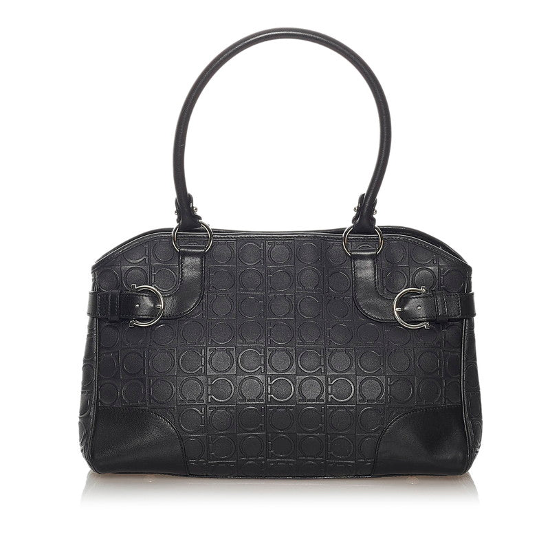 サルヴァトーレフェラガモ EE-21 4911 ブラック レザー トートバッグ レディース Salvatore Ferragamo 【中古】